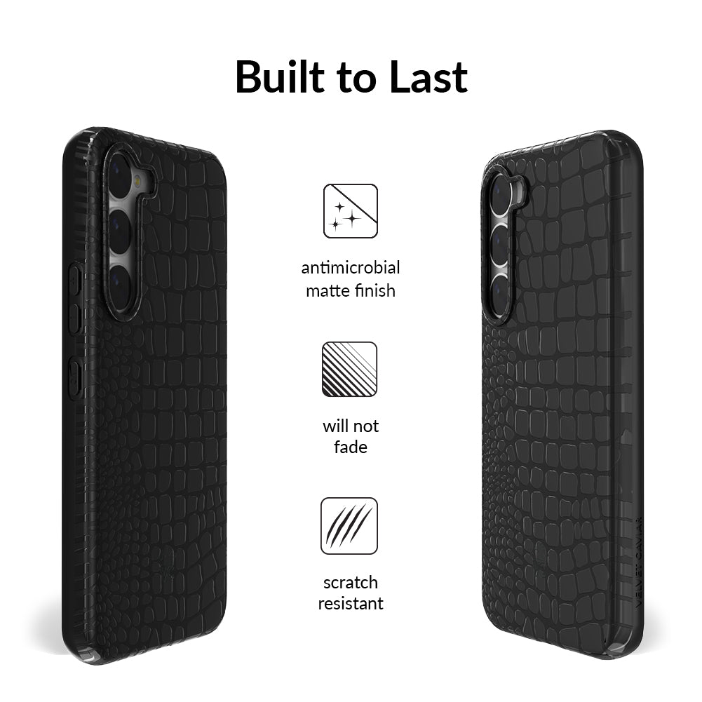 Samsung Galaxy Phone Case - Durable Black Crocodile Pattern Cover for Samsung S21/S20/S10/Note 20 - Stylish & Protective Phone Case for Everyday Use, Work & Travel