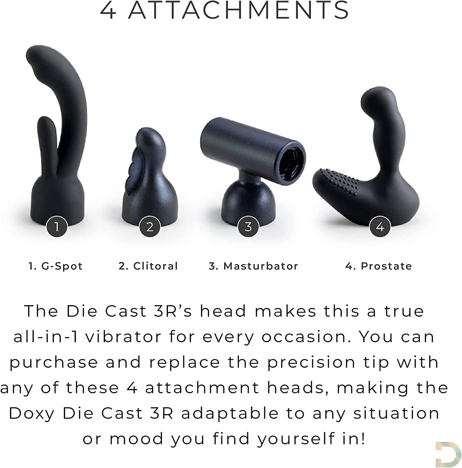 Doxy Die Cast 3 Wand Massager - Silver Silicone Head & Metallic Finish Adult Massager for Relaxation, Compact Neck Massager & Versatile Massage Gun - Lightweight with Removable Head - Perfect for Muscle Relief, Couples Massage & Home Spa Therapy