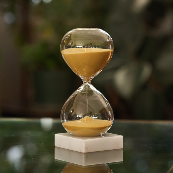 60 Minute Glass Timer with Gold Sand - Hourglass Sand Timer for Cooking, Games, Classroom & Productivity - Elegant Desk Decor for Home & Office