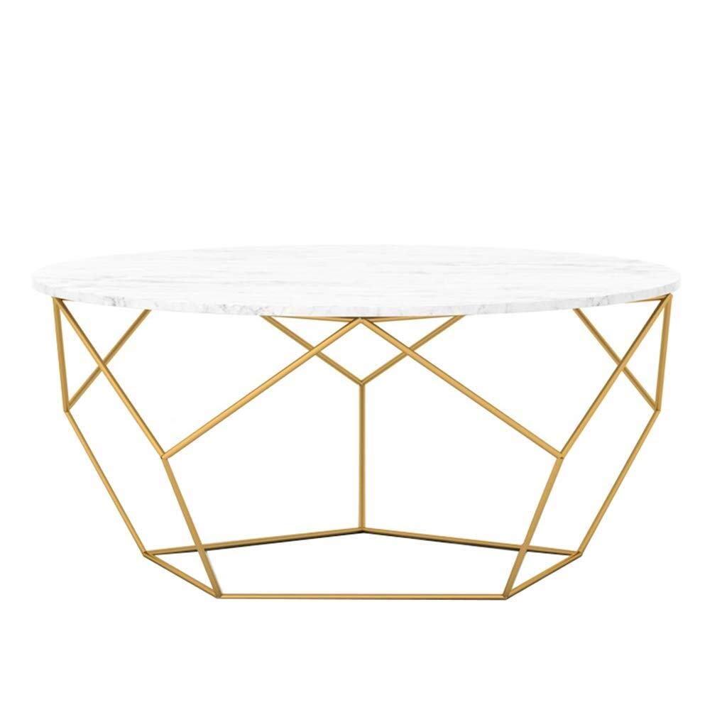 Modern Round Coffee Table with Marble Top - 50×50×45cm White Side Table for Living Room, Balcony & Small Spaces | Perfect for Apartments, Lounge Areas & Home Decor