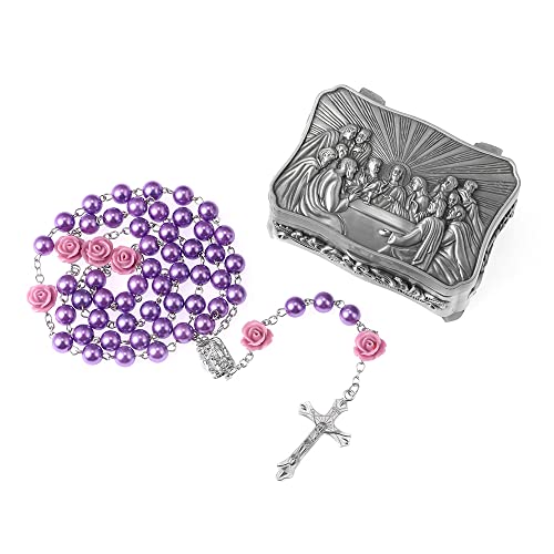 Purple Rose +Last Supper Rosary Box