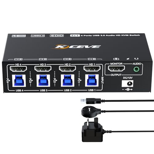 8K@60Hz HDMI KVM Switch 4 Computers 1 Monitor
