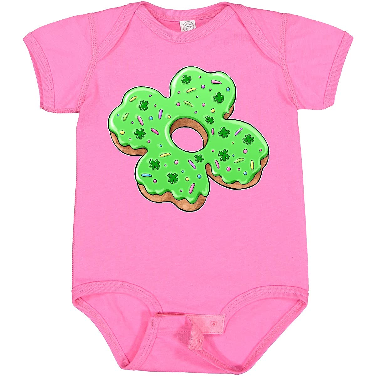 Inktastic St. Patrick's Day 4 Leaf Clover Donut with Sprinkles Baby Bodysuit - Cute Irish-Themed Outfit for Babies & Toddlers | Perfect for St. Paddy's Day Celebrations, Photo Shoots & Irish Festivals