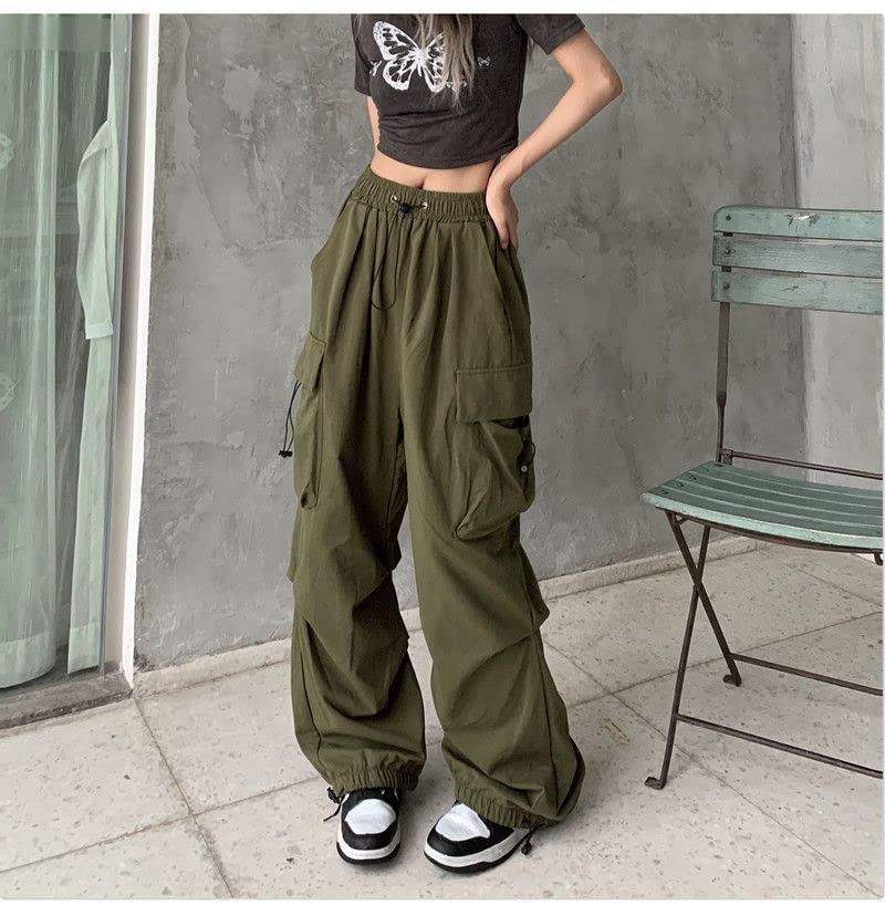 Women's Cargo Pants Baggy Y2K Style - High Waist Loose Straight Leg Pants with Multiple Pockets - Vintage Grunge Aesthetic Clothing for Streetwear, Casual Outfits & Festival Fashion