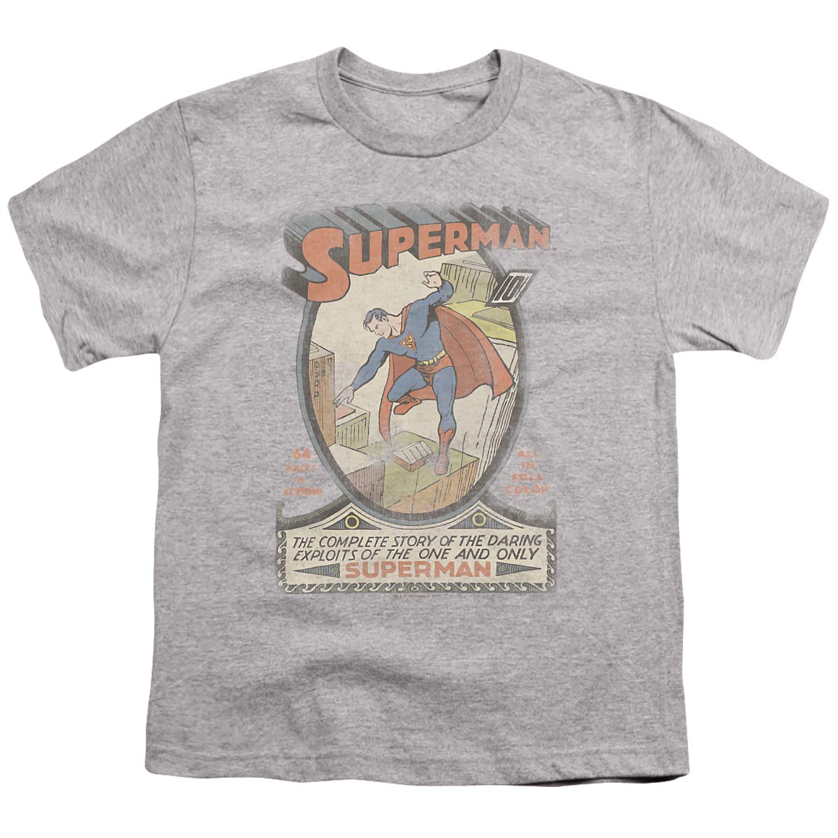 DC Superman Distressed Graphic Unisex Youth T-Shirt | Superhero Comic Style Casual Tee for Kids & Teens | Perfect for Cosplay, School, and Everyday Wear