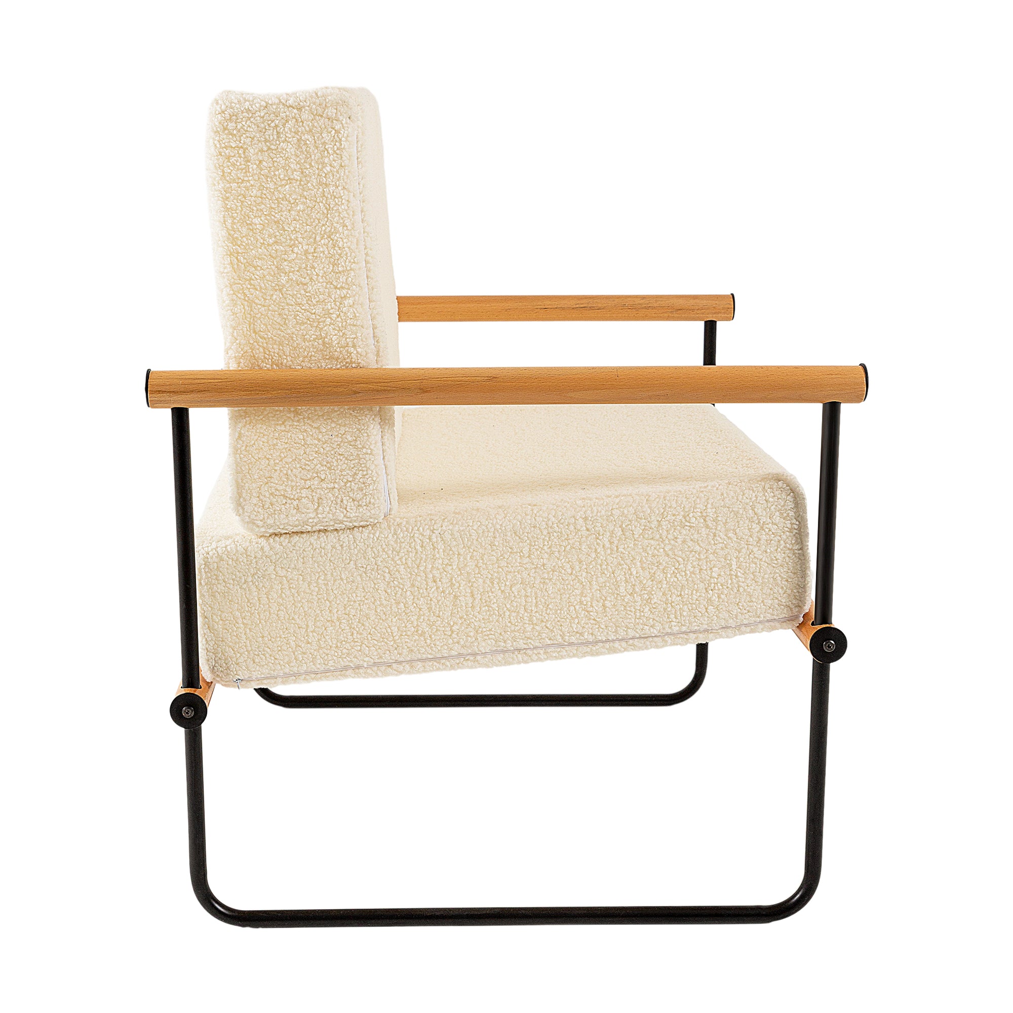 MAXYOYO White Framed Upholstered Armchair - Modern Metal & Wood Accent Chair with Thick Cushioning | Perfect for Living Room, Bedroom, or Office Decor