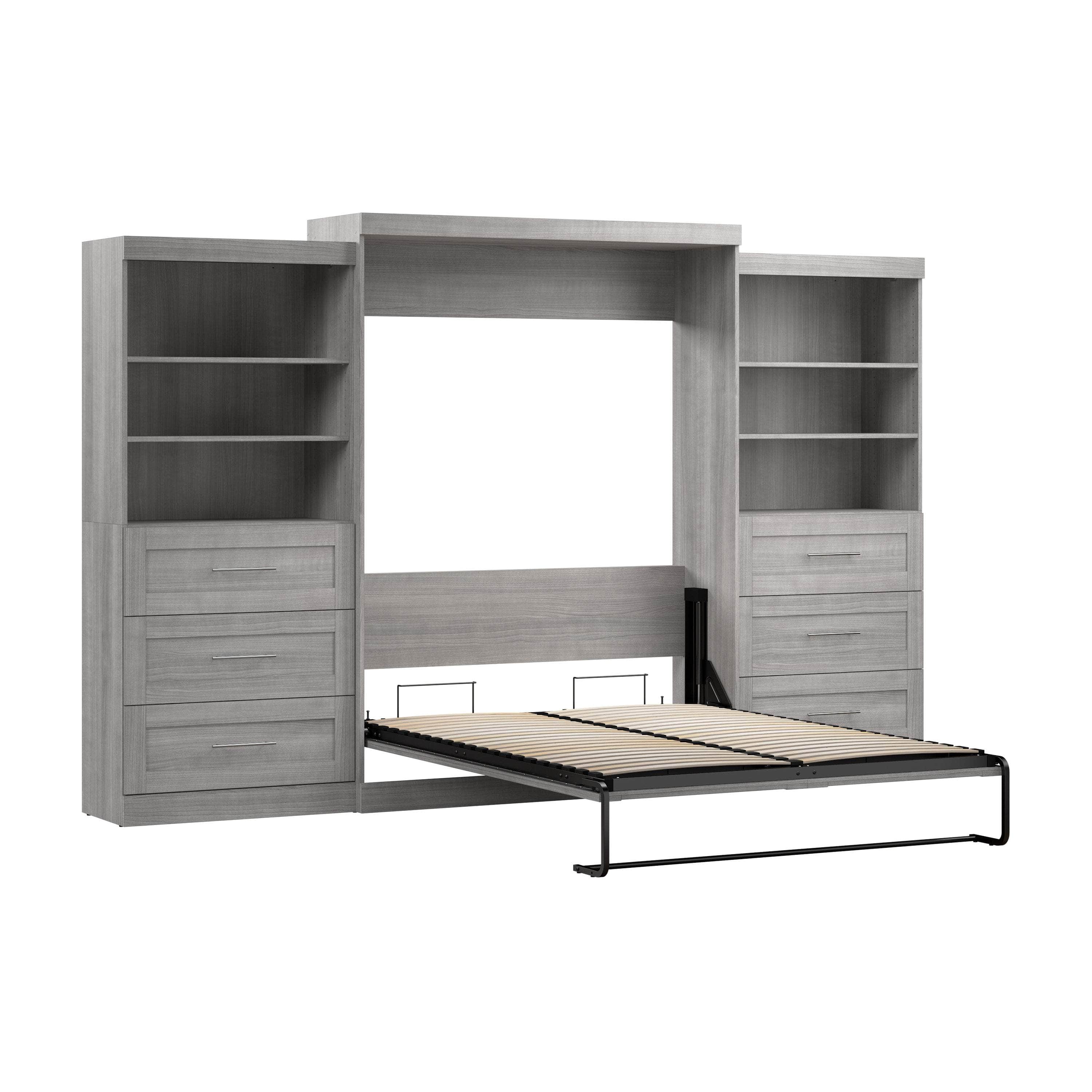Pur Queen Murphy Wall Bed with 2 Storage Drawers - Space Saving Fold Down Bed (136 Inch) in 6 Colors | Perfect for Small Apartments, Guest Rooms & Home Offices