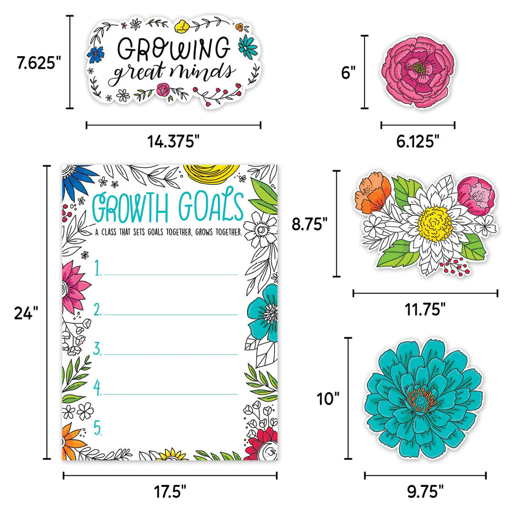 Blooming Minds Bulletin Board Set - Bright Blooms Classroom Decor for Teachers | Perfect for Preschool, Elementary & Homeschool Learning Environments
