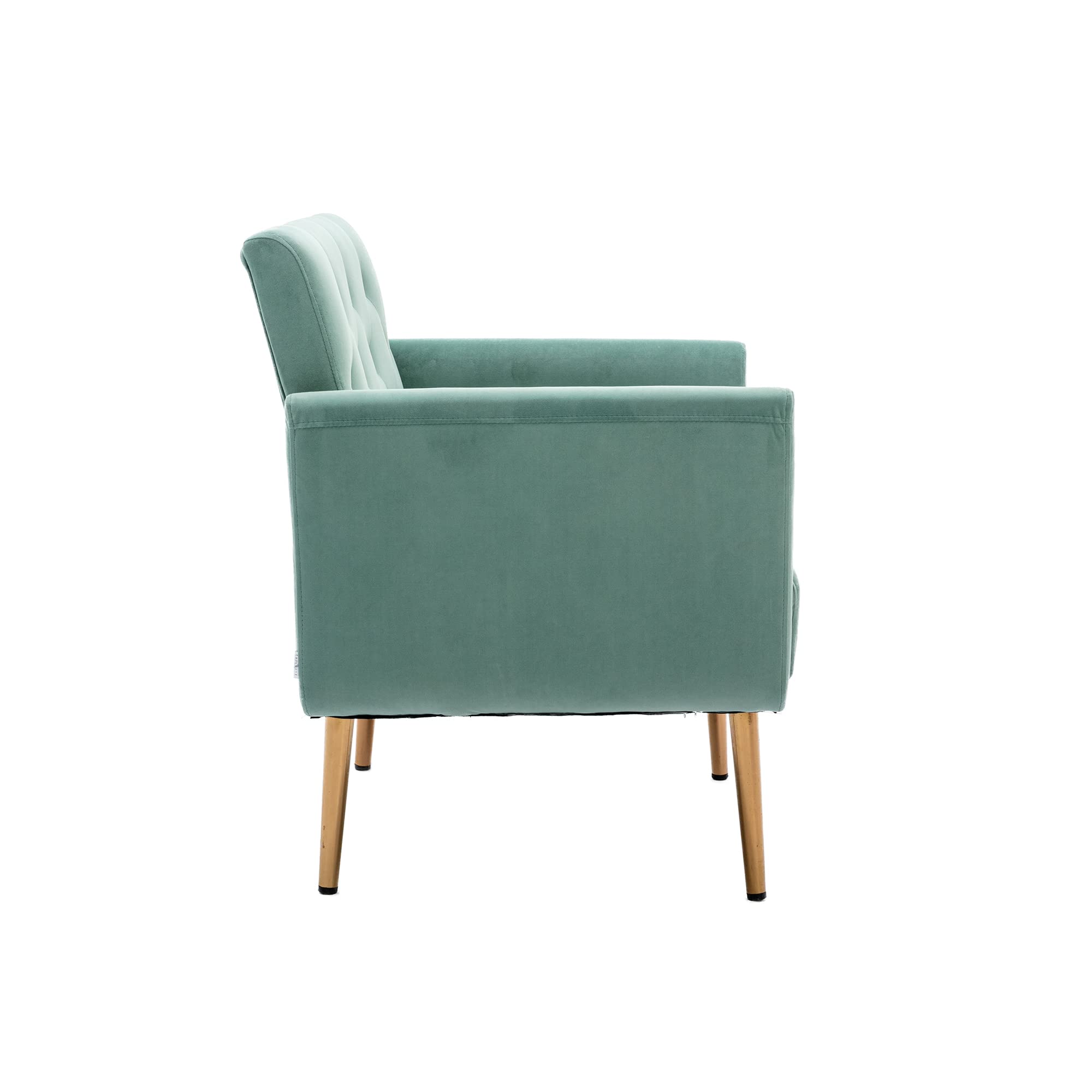 Modern Velvet Accent Chair with Rose Gold Legs - Plush Comfortable Armchair in Mint Green - Perfect for Living Room, Bedroom or Office Decor