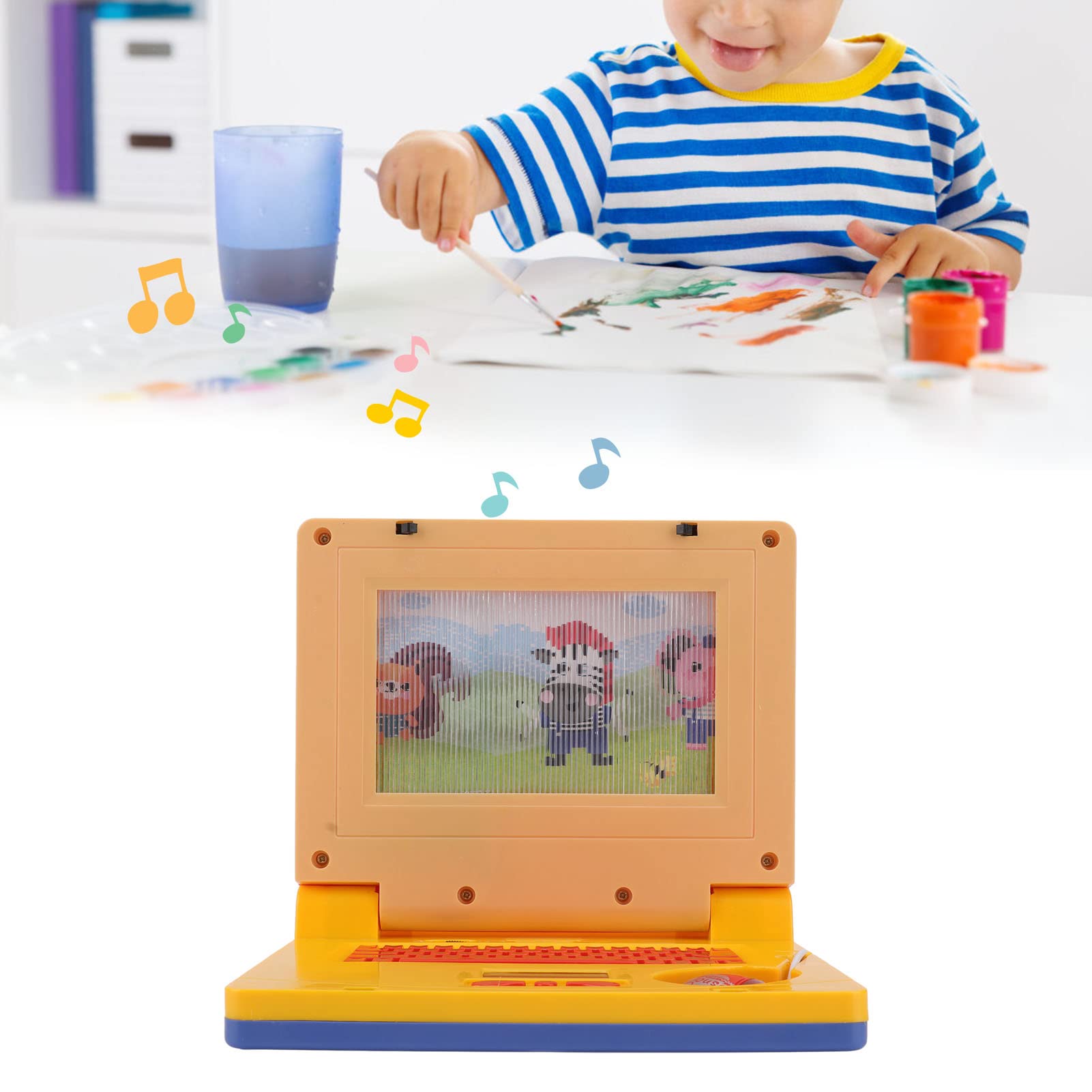 LBEC Kids Learning Laptop - Educational Computer Toy with Retractable Mouse & Music for Preschoolers | Early Learning Toy for Boys & Girls | Perfect for Home Schooling & Interactive Play (Yellow)
