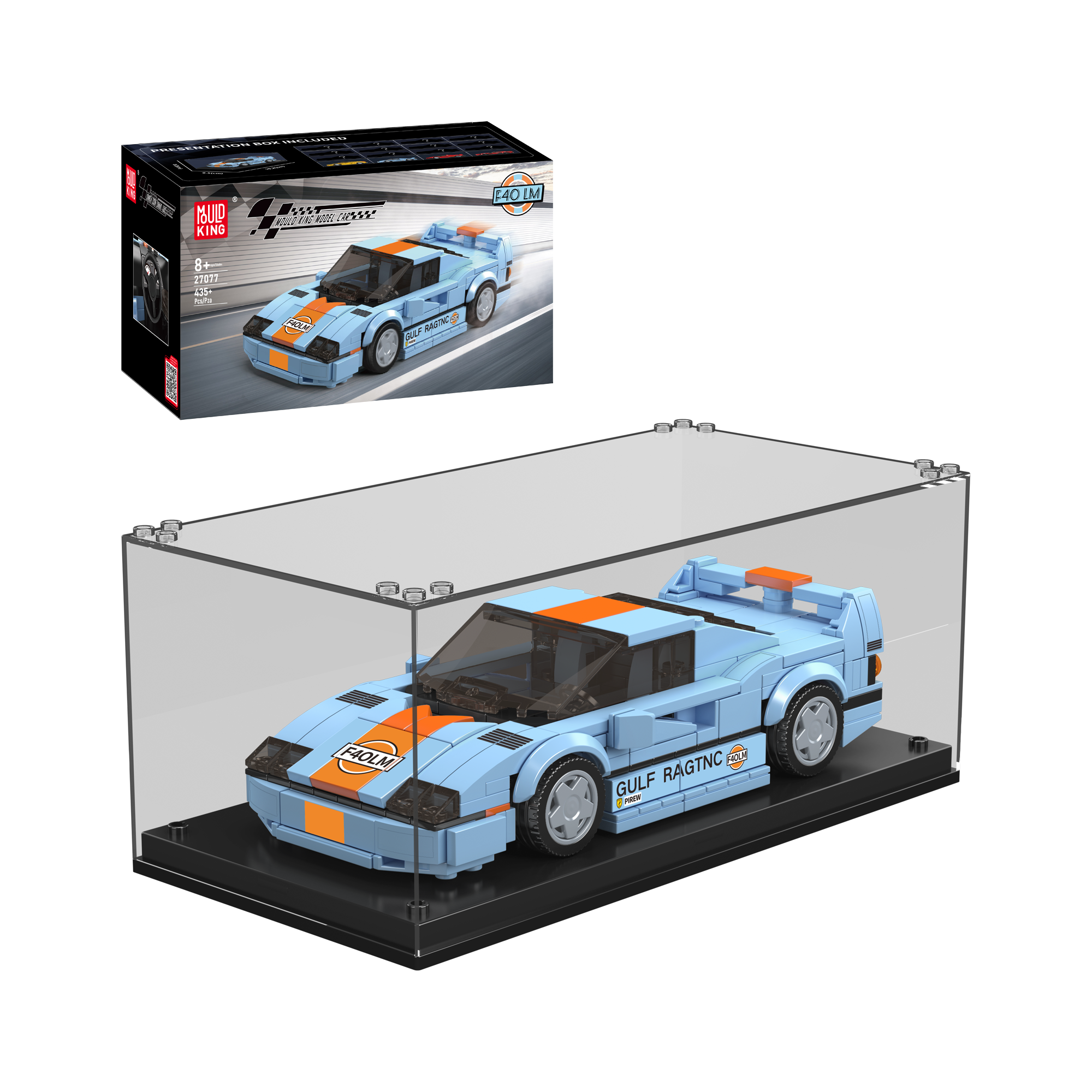 Mould King 27077 F40 LM Model Car Building Set - 435 Pieces DIY Sports Car Kit for Adults & Teens | Collectible Display Toy, Gift for Car Enthusiasts | Perfect for Home Decoration, Office Desk Display & Model Building Hobby