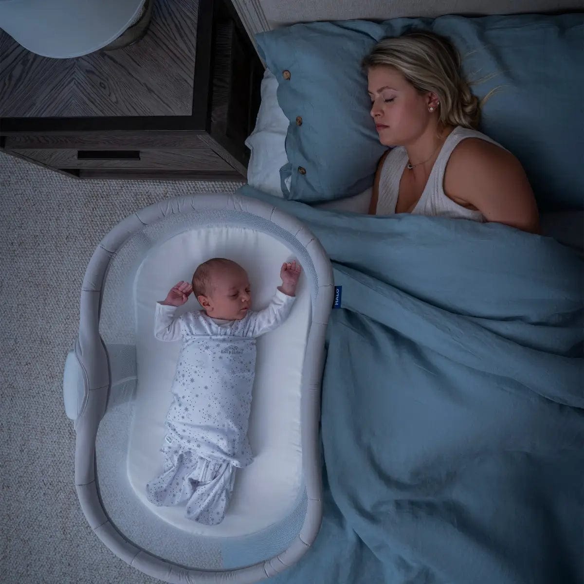 HALO Bassinest 3.0 Soothe Baby Bassinet - Portable Sleeper with Soothing Vibrations & Night Light for Newborns - Perfect for Nursery, Bedroom & Travel Use