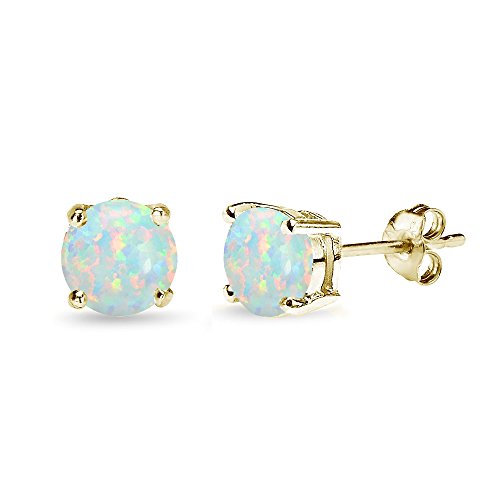 7mm White Opal - Gold Flash Silver