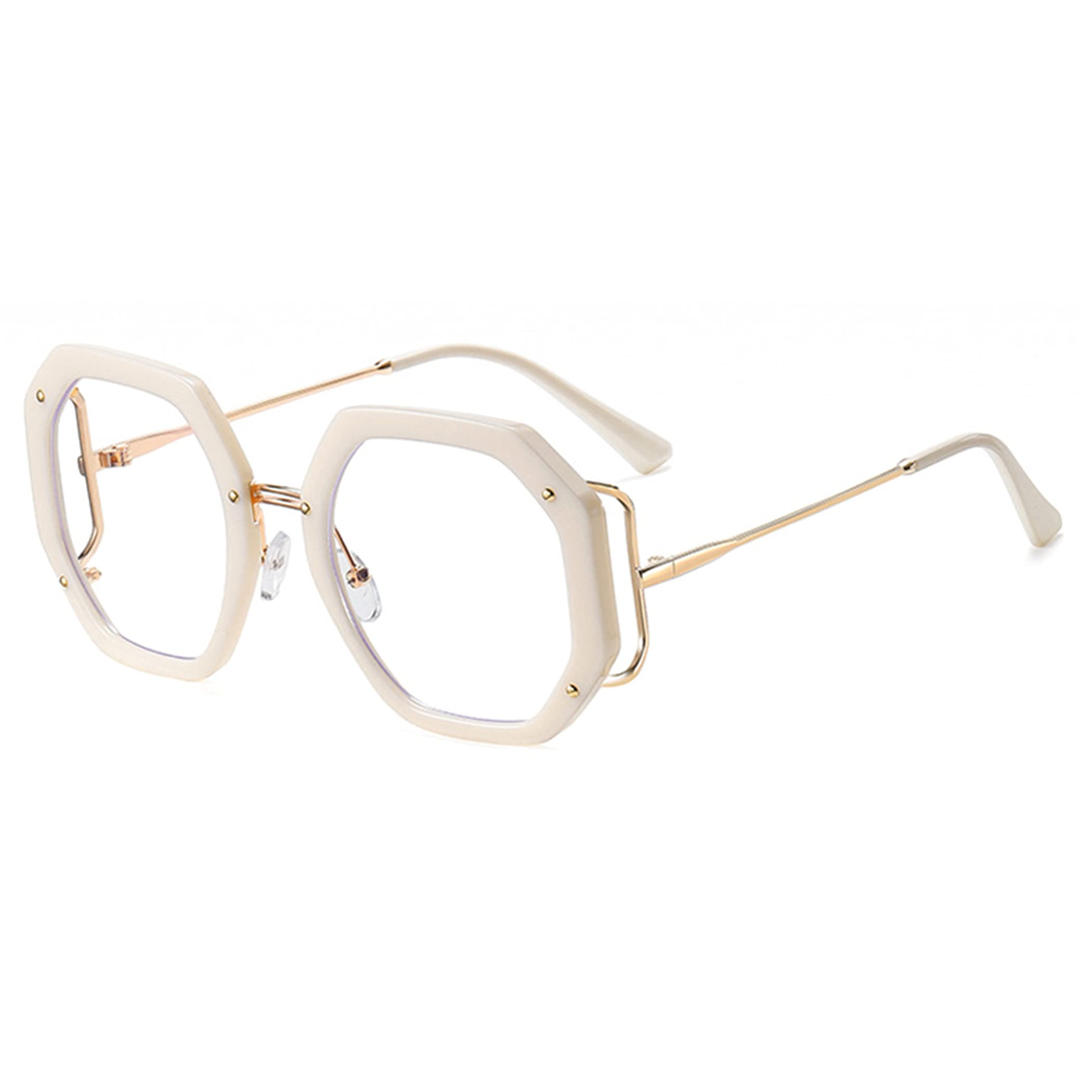 Stylish Oversized Blue Light Blocking Reading Glasses for Women - Thick Geometric Frame Computer Glasses - Perfect for Office Work, Screen Time & Book Reading