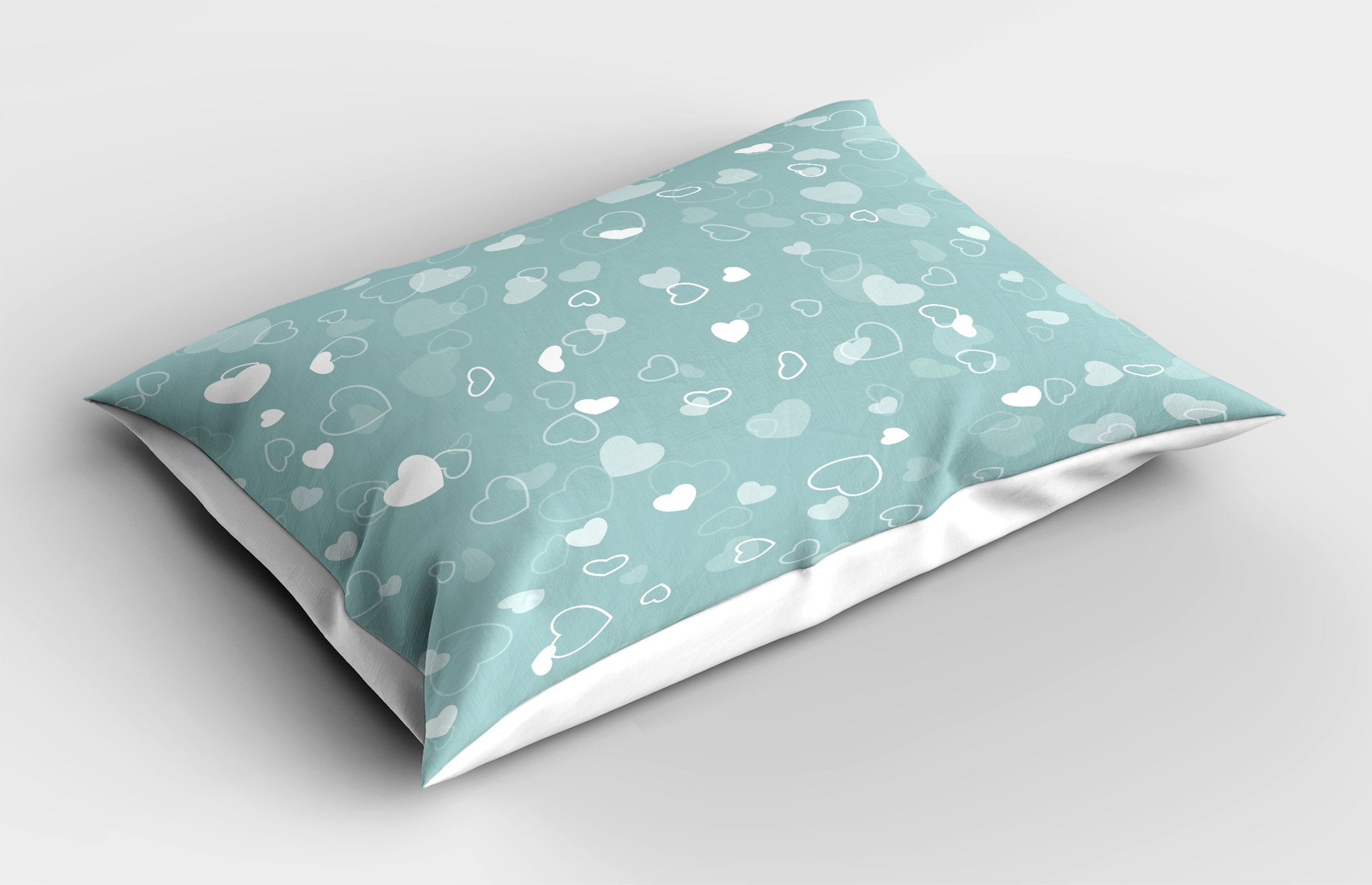 Ambesonne Seafoam Decorative Pillow Sham - Romantic Heart Motif Abstract Print, Standard Queen Size 30