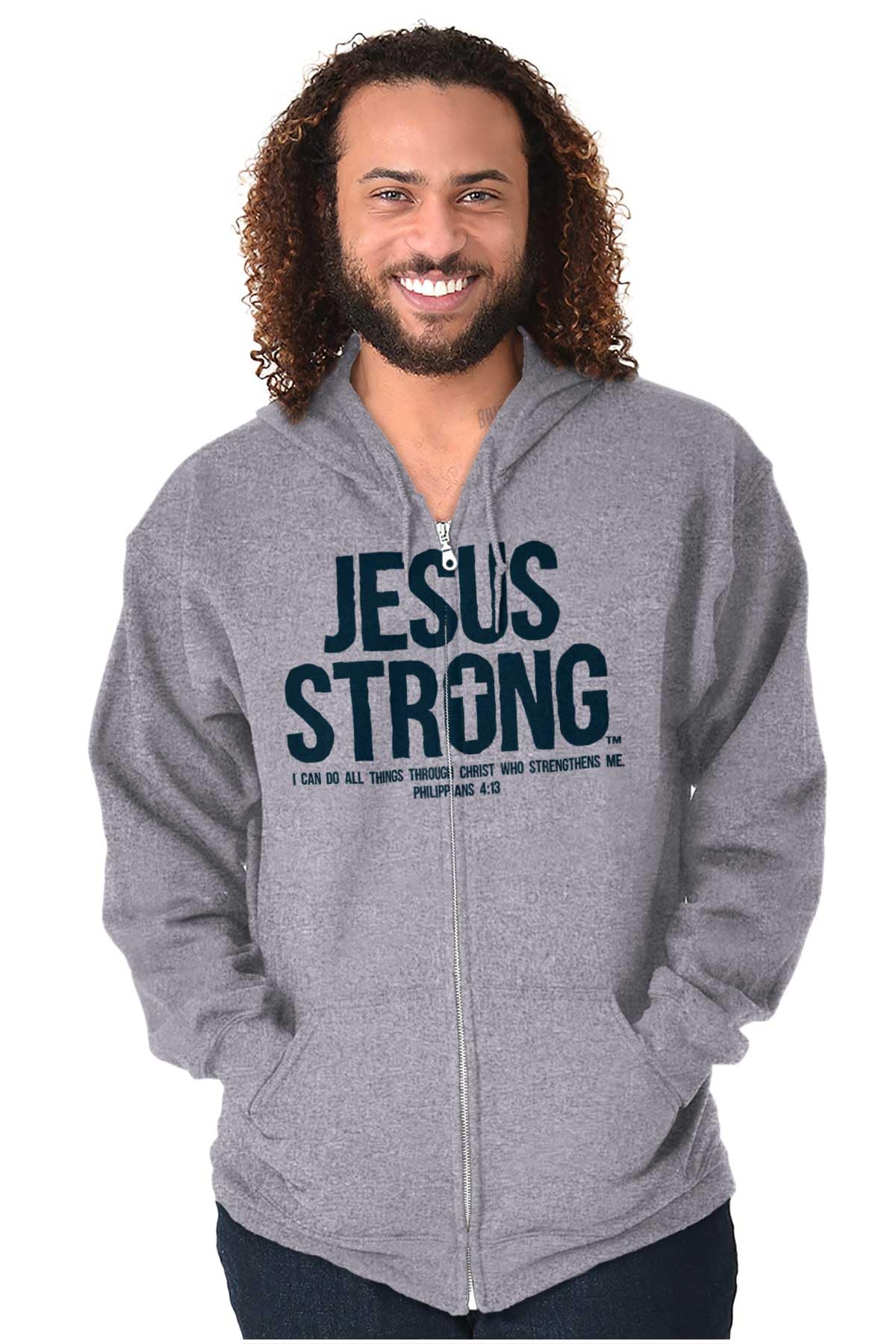 Jesus Philippians 4:13 Zip Hoodie - Unisex Christian Apparel for Worship
