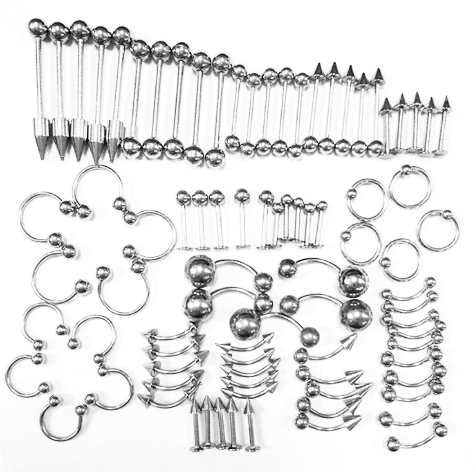 85Pcs Stainless Steel Body Jewelry Piercing Kit - Nose, Lip, Tongue, Eyebrow, Tragus & Belly Rings - Hypoallergenic Body Piercing Jewelry Set for Men & Women - Perfect for Parties, Gifts & Self-Expression
