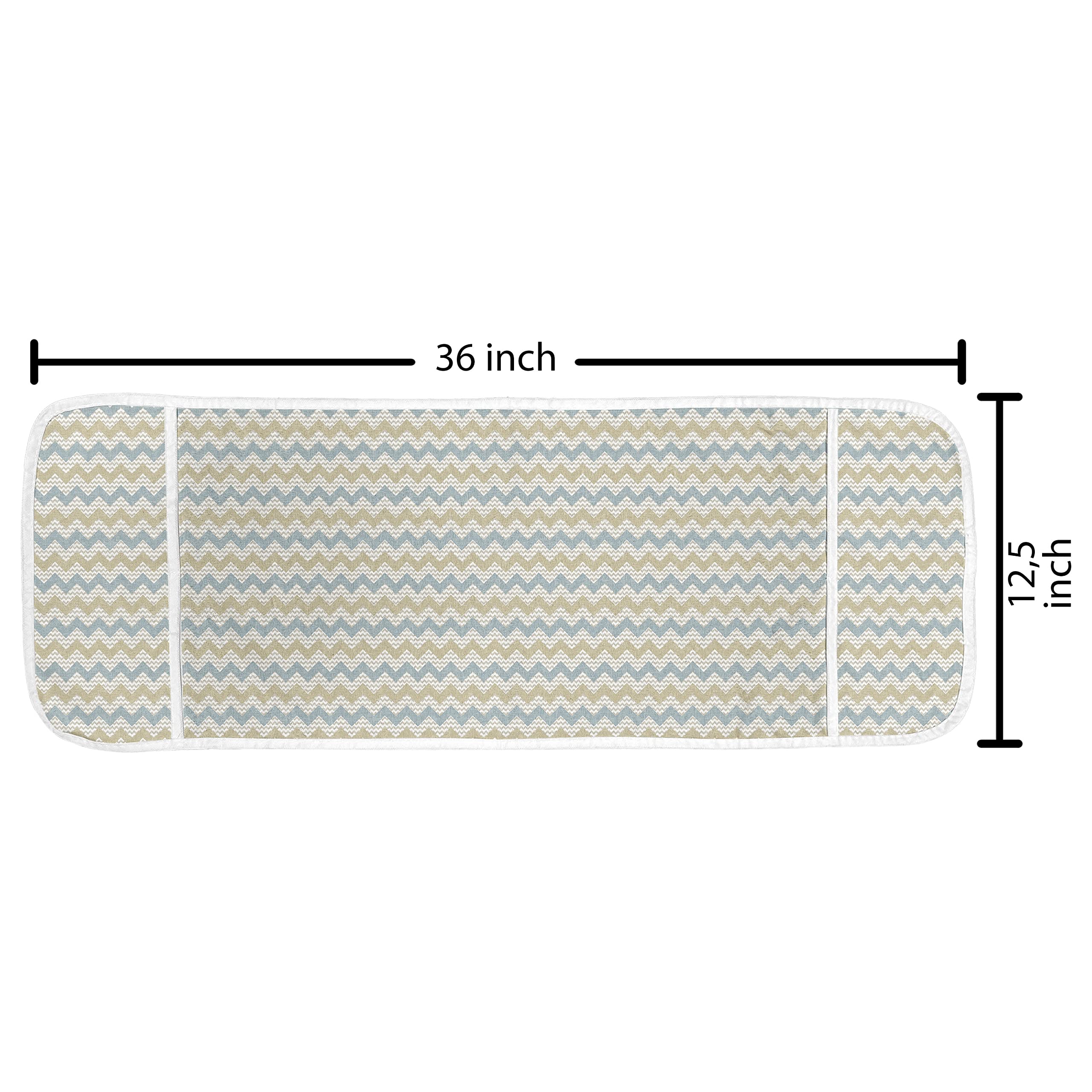 Ambesonne Beige Microwave Cover - Chevron Stripe Herringbone Geometric Pattern, Waterproof Kitchen Organizer with Pockets, 36 x 12 Inches - Perfect for Vintage Style Kitchens & Small Appliance Protection
