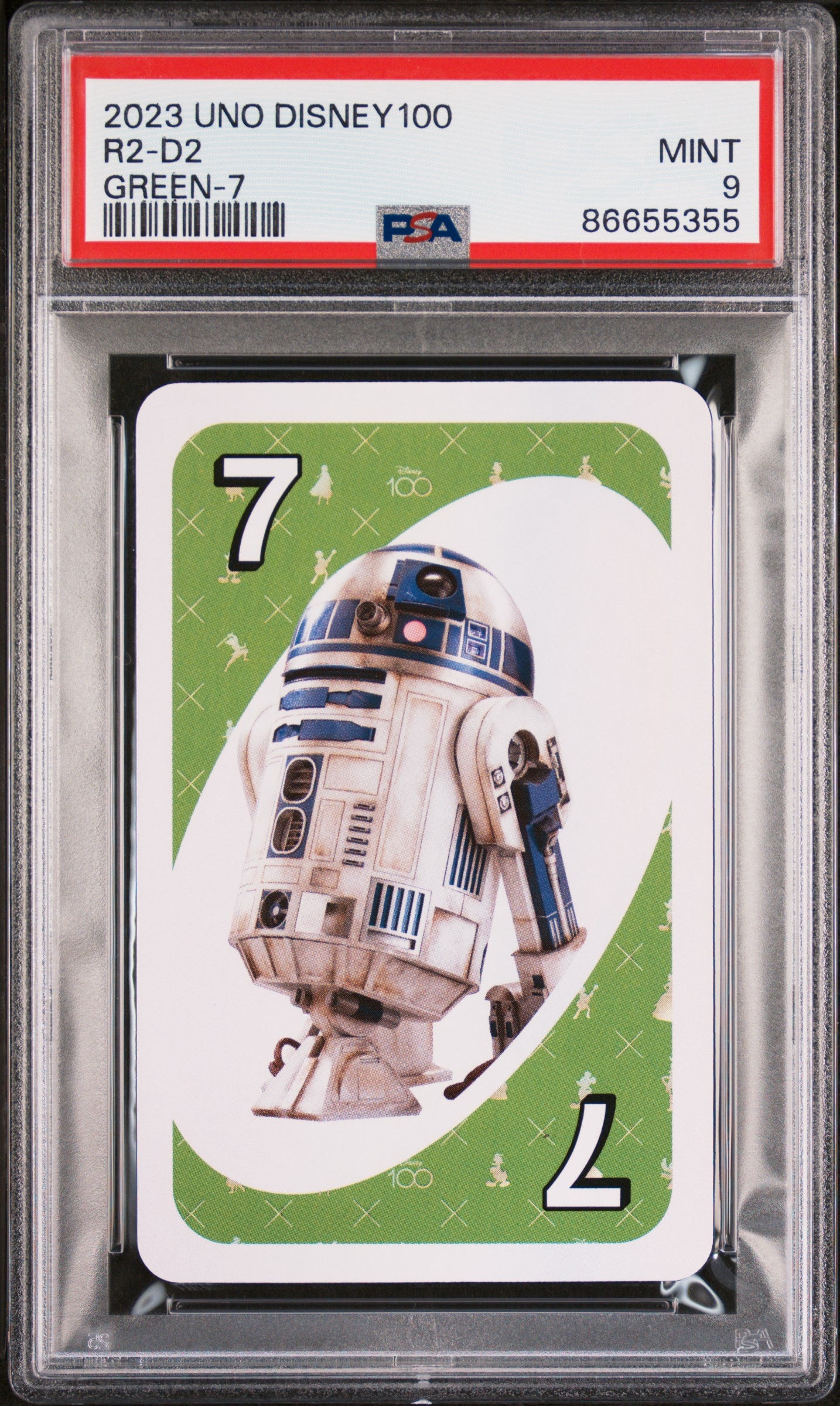 2023 UNO Disney 100 Star Wars R2-D2 Green Card PSA 9 Graded - Collectible Trading Card Game for Disney & Star Wars Fans - Perfect for Display, Gifts, and Card Game Nights