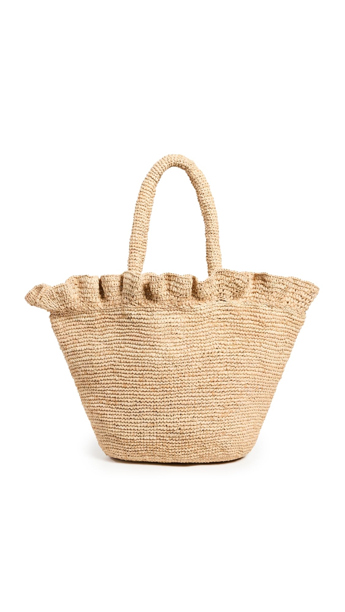 Loeffler Randall Women's Cyrus Raffia Woven Tote Bag with Ruffle Trim - Stylish Beach Bag for Summer, Travel & Everyday Use