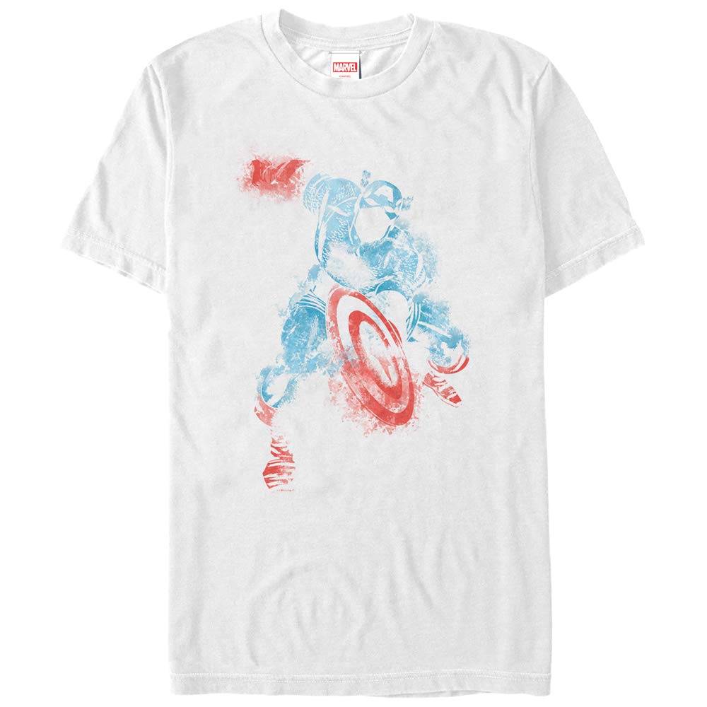 Marvel Captain America Watercolor Graphic T-Shirt for Men - Superhero Comic Design, Soft Cotton Tee - Perfect for Cosplay, Casual Wear & Gifting