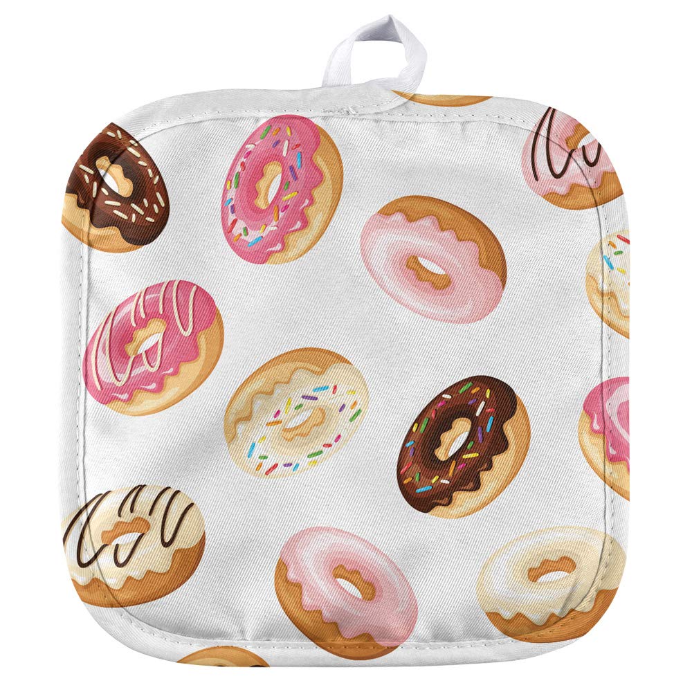 Non-Slip Donut Pattern Pot Holder - Heat Resistant Kitchen & BBQ Mitt for Indoor/Outdoor Cooking, Baking, Grilling - Perfect for Hot Pans, Baking Sheets & Grill Tools