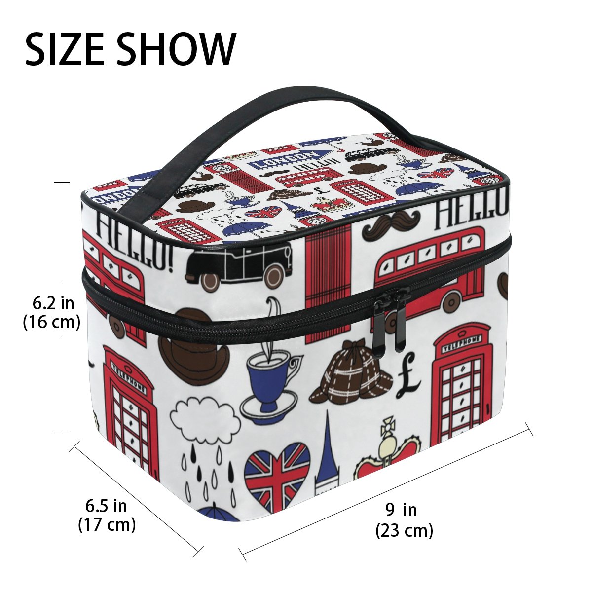London Landmarks Cosmetic Bag for Travel - Cooper Girl Themed Makeup Train Case & Storage Organizer - Perfect for Vacation, Gym & Daily Essentials