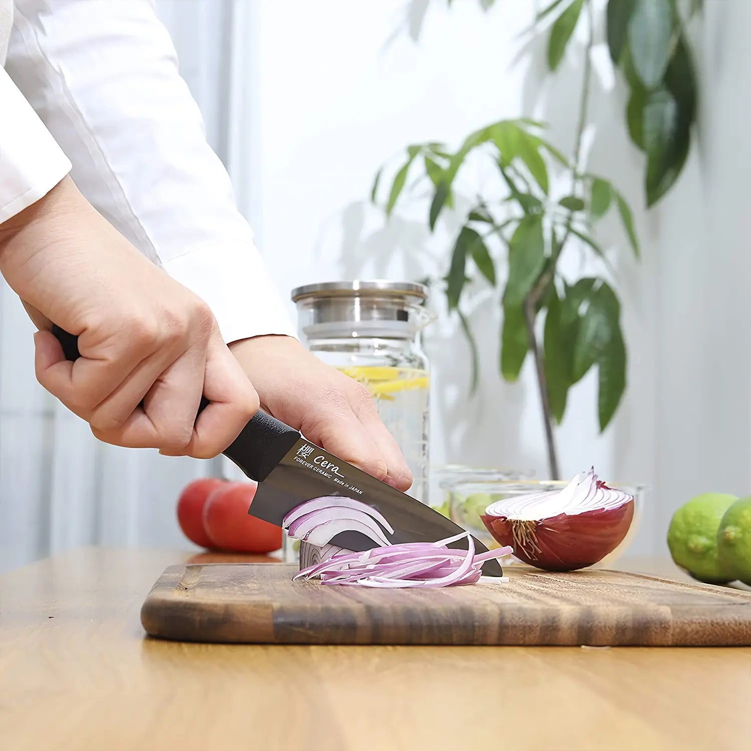 Forever Sakura Cera Ceramic Kitchen Knife - Ultra Sharp Japanese Chef Knife for Slicing, Dicing & Chopping - Perfect for Home Cooking, Professional Kitchens & Gift Giving