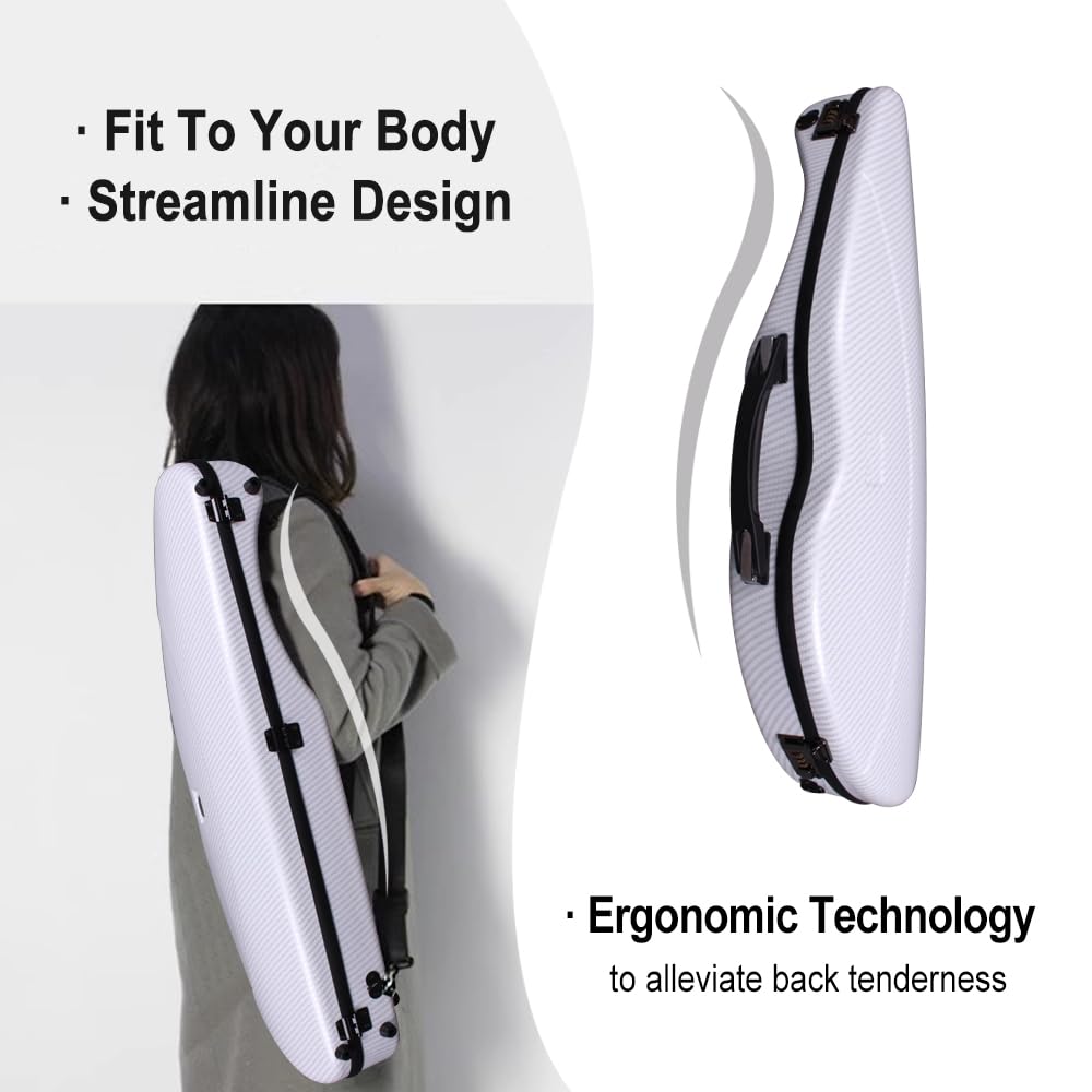 Premium 4/4 Carbon Fiber Violin Case with Password Lock - Lightweight & Durable Protective Violin Box for Travel & Storage (White) - Perfect for Musicians, Students & Performers