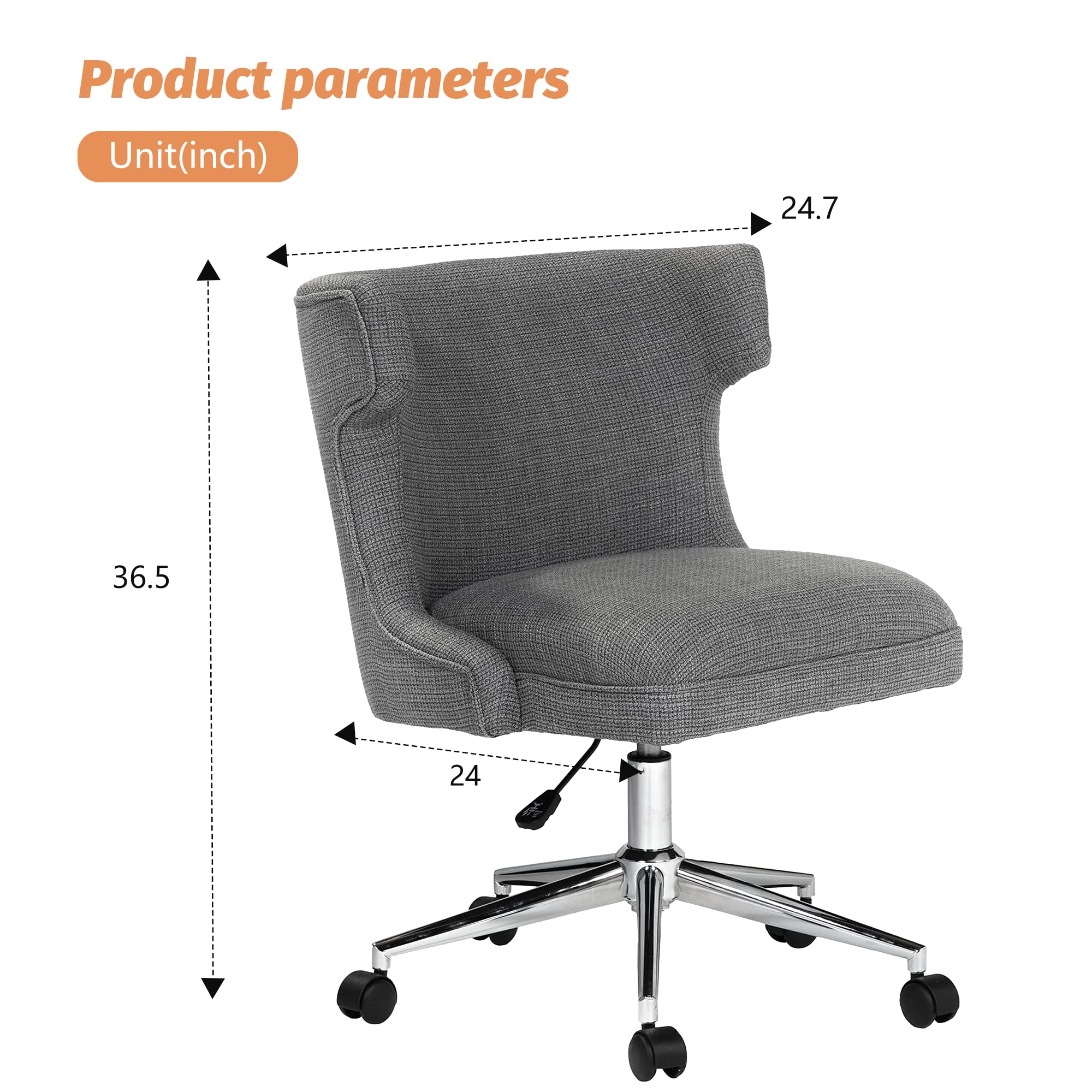 PayLessHere Ergonomic Office Chair - Mid Back Task Chair with Adjustable Height, Swivel & Rolling Wheels - Modern Computer Desk Chair for Home & Office - Dark Grey - Perfect for Workstations, Gaming & Study Spaces