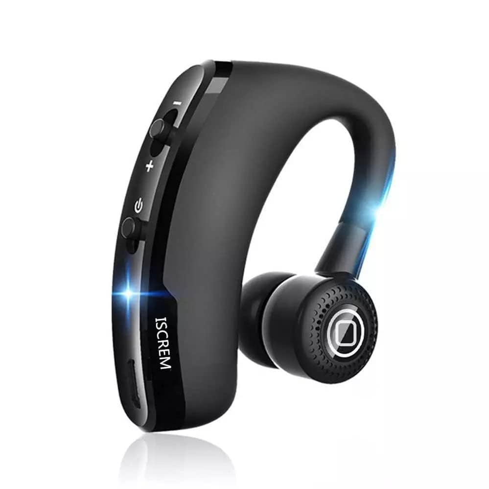 V9 Wireless Bluetooth Headset - Single Ear Business Earbud with 10-Hour Battery, Noise Cancelling Mic for Truckers, Driving & Running | Hands-Free Calling, Comfortable In-Ear Design (Black)