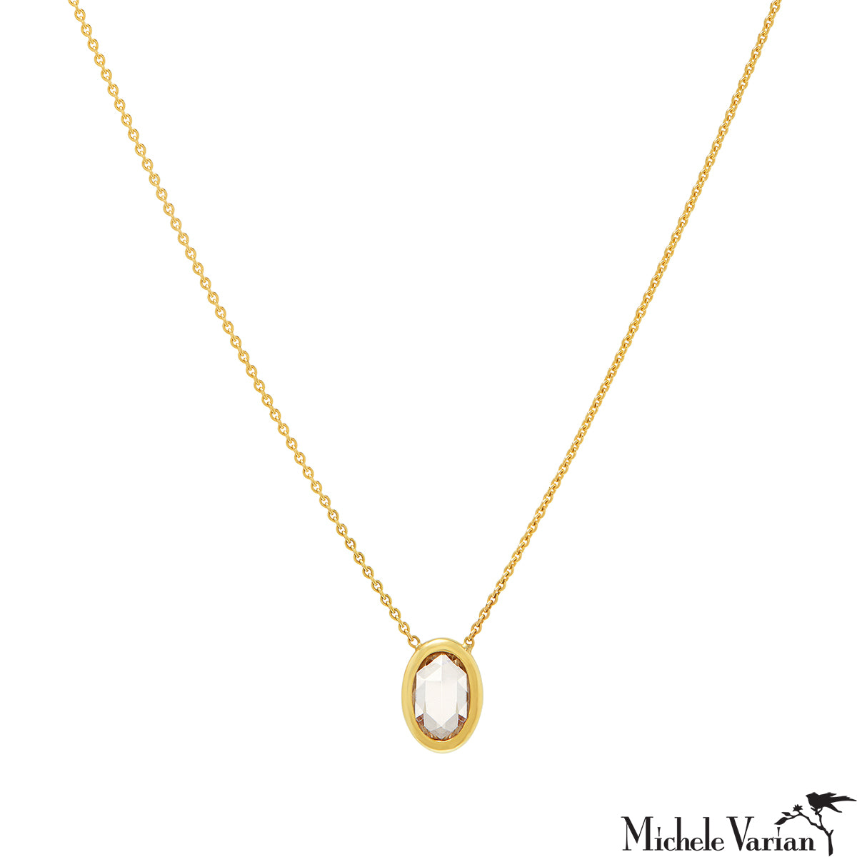 Elegant Champagne Oval Rose Cut Diamond Necklace for Women - Perfect for Weddings, Anniversaries & Special Occasions