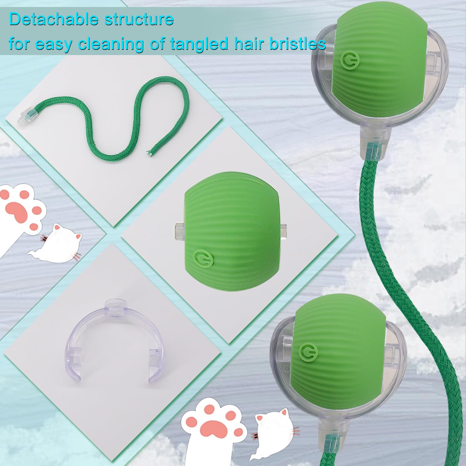 Interactive Cat & Dog Toy Ball - Automatic Rolling LED Light Pet Toy with Motion Sensor & String Tail - Fun Indoor Exercise Wheel for Kittens & Puppies - Perfect Gift for Playtime & Training (Green)