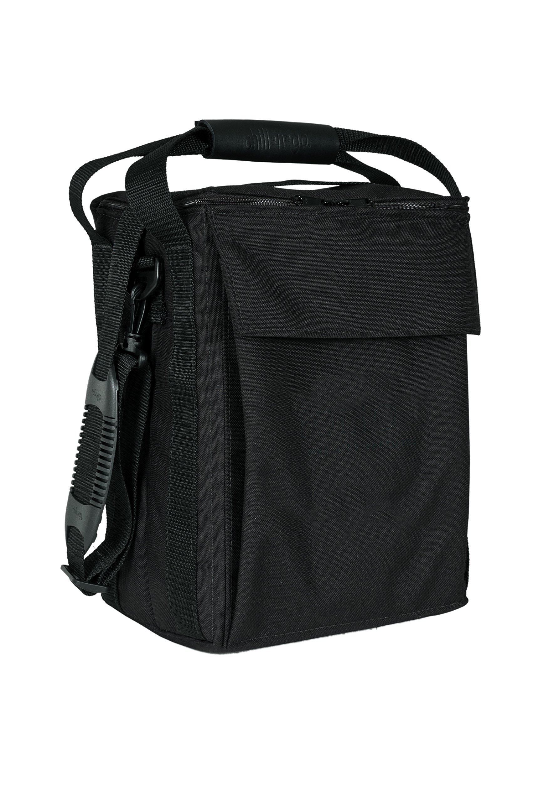 Chill-n-go® 6 Bottle Insulated Wine Tote Carrier - Premium Black Wine Cooler Bag for Travel, Picnics & Outdoor Parties - Keeps Beverages Cold for Hours