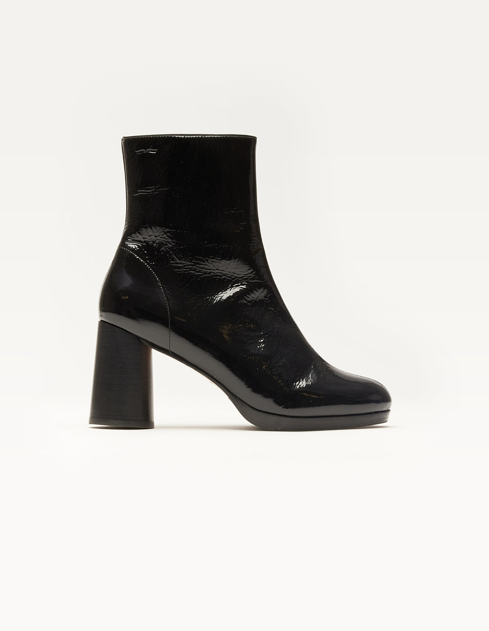 Serena Black Patent Leather Pleated Heeled Boots - Stylish & Comfortable for Women's Office Wear & Evening Parties