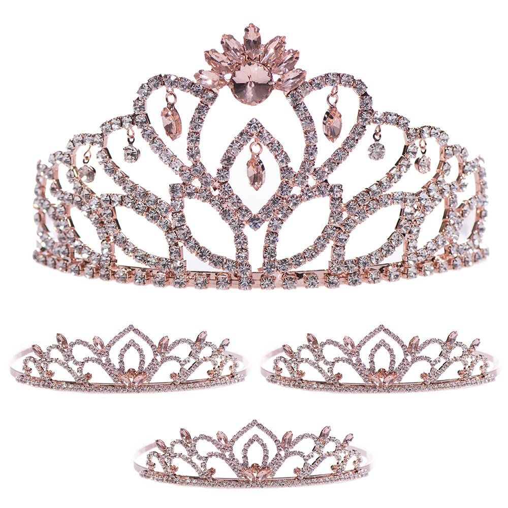 Rose Gold Cassandra Queen & Princess Tiara Set for Women & Girls - Prom, Homecoming, Coronation Crown - Perfect for Weddings, Pageants, Birthday Parties & Special Occasions