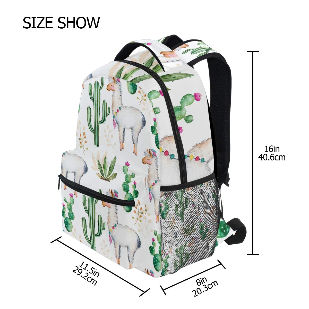 Tropical Cactus Alpaca Backpack for Adults - Stylish School, College & Travel Bag with Zipper - Perfect for Hiking, Daypack & Casual Use - Unisex Design for Women & Men