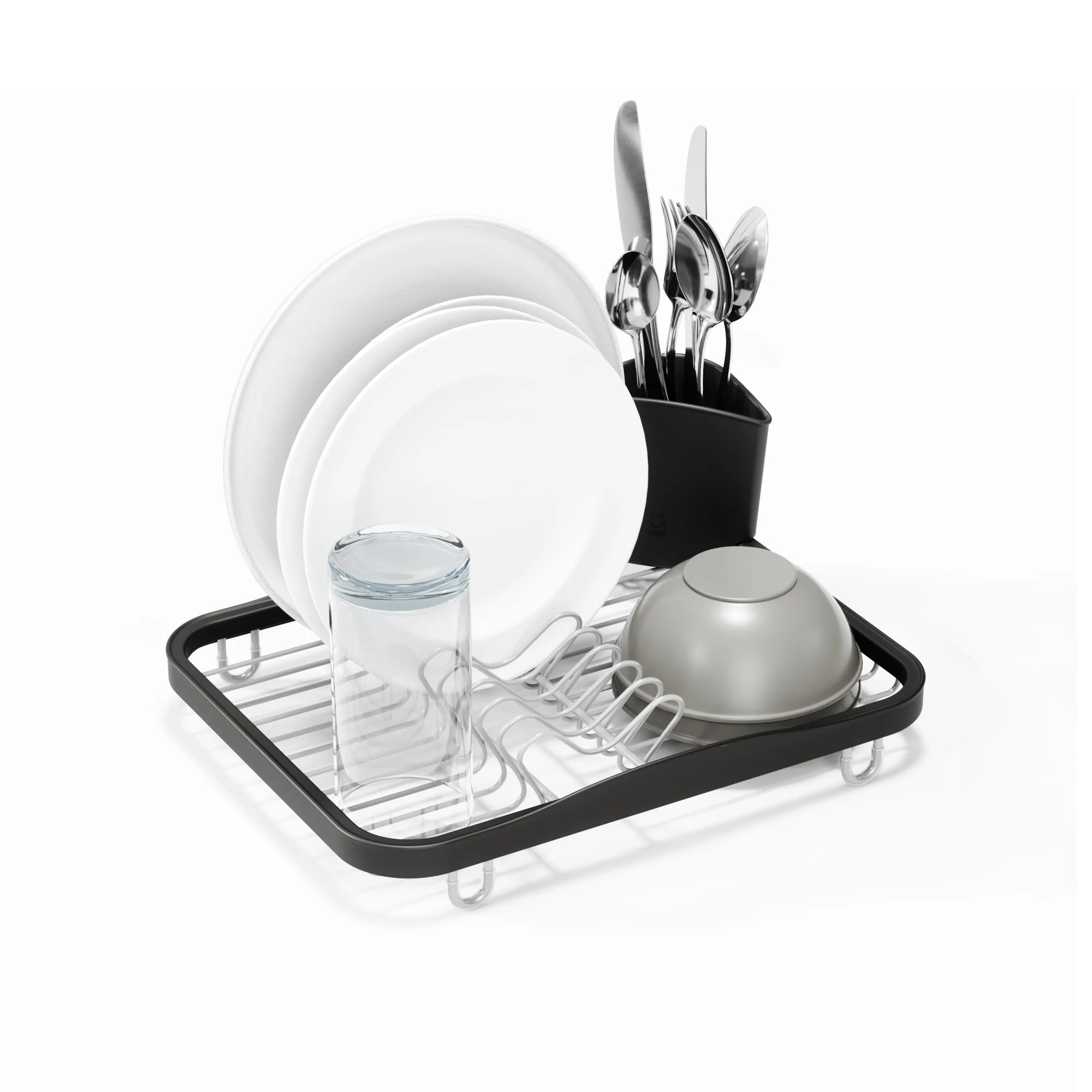 Stainless Steel Countertop Dish Rack with Drying Tray - Space Saving Kitchen Organizer for Dishes, Cups & Utensils - Perfect for Small Apartments, RVs & Compact Kitchens