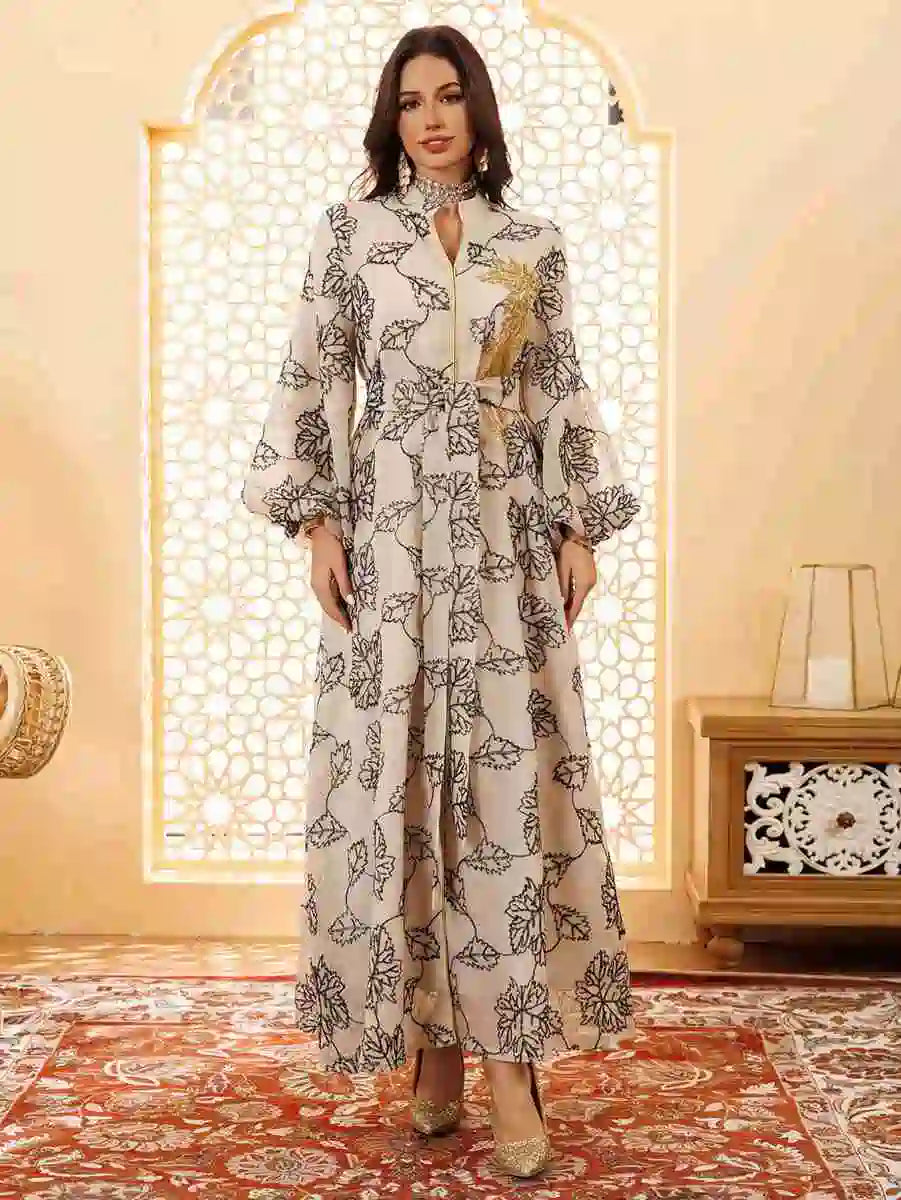 Elegant Eid Sequins Burn Out Doris Caftan Kaftan Dress for Women - Perfect for Holiday Parties, Weddings & Special Occasions #25087