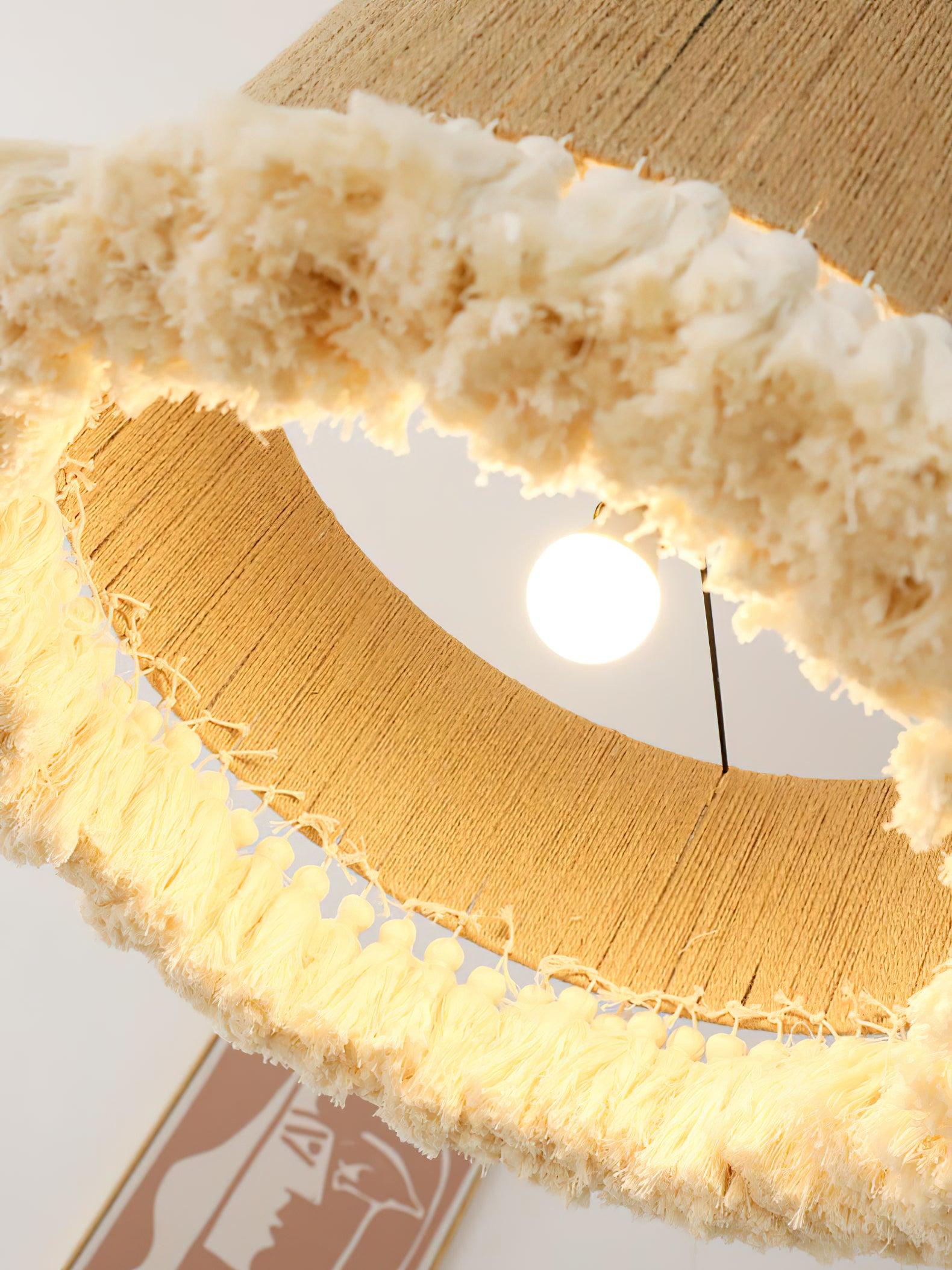 Boho Rara Pendant Lamp - Handmade Rattan Hanging Light Fixture for Living Room, Bedroom, Dining Room & Patio Decor