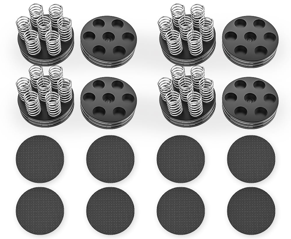 Tertullus Speaker Spikes 4PCS HiFi Spring Isolation Feet, Aluminum Non-Slip Shockproof Turntable Stand Pads for Audio, Speakers, Subwoofers, Home Theater, Turntable DAC, Perfect for Studio and Living Room Setup (Black)