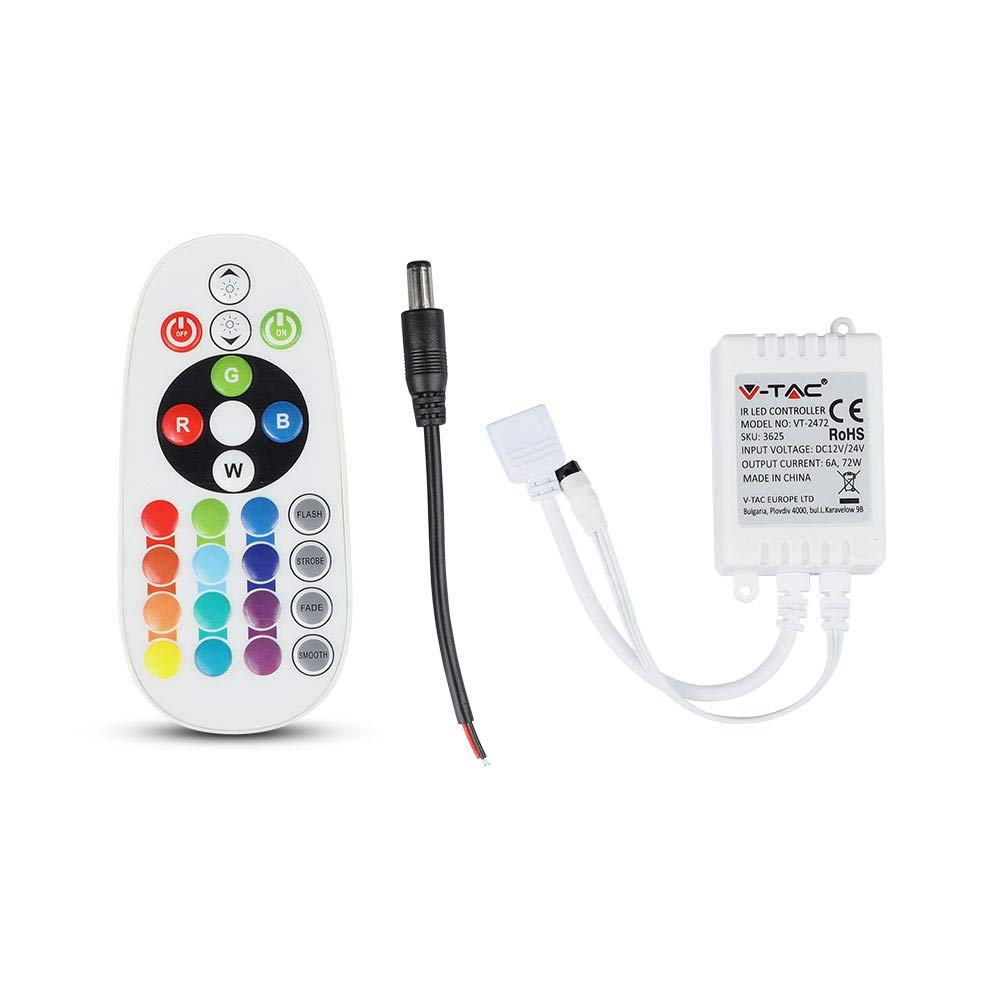 Wireless Infrared LED Strip RGB Light Controller with 24-Key Remote - Perfect for Home Decor, Gaming Setup & Party Lighting