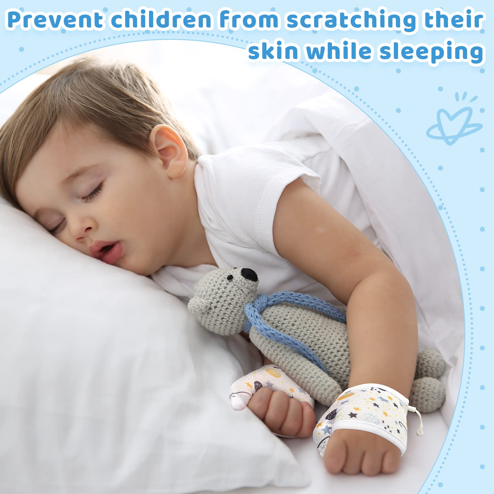 4 Pairs Breathable Thumb Sucking Guard for Kids 3-6 Years - Dinosaur Design Finger Sucking Prevention Gloves for Toddlers & Babies - Stop Nail Biting & Thumb Sucking Habit - Perfect for Daycare, Travel & Nighttime Use