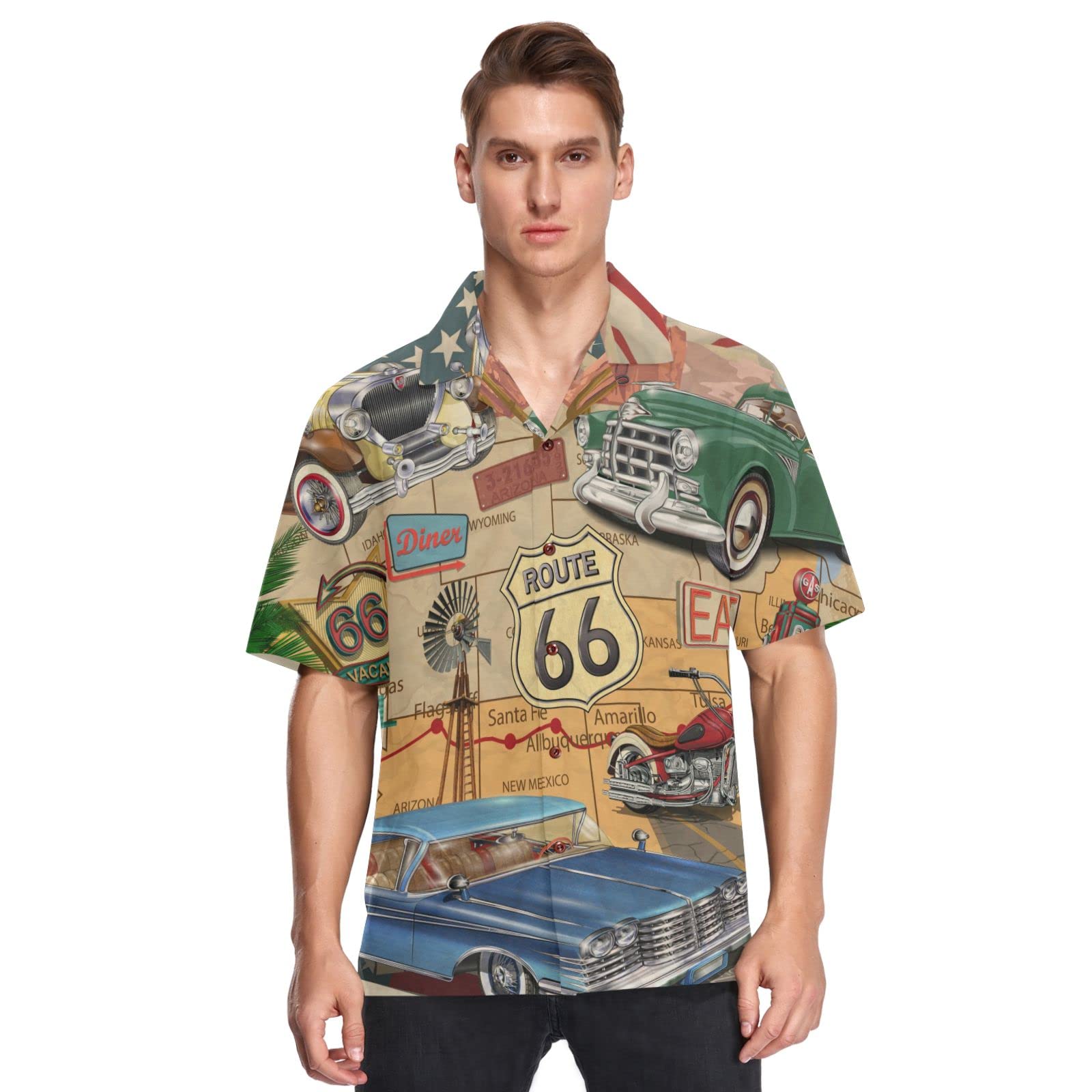 Fisyme Hawaiian Shirt for Men - Loose Fit Short Sleeve Button Down Shirt | Tropical Floral Print Beach Shirt | Casual Summer Wear for Vacation, Luau Party & Outdoor Activities