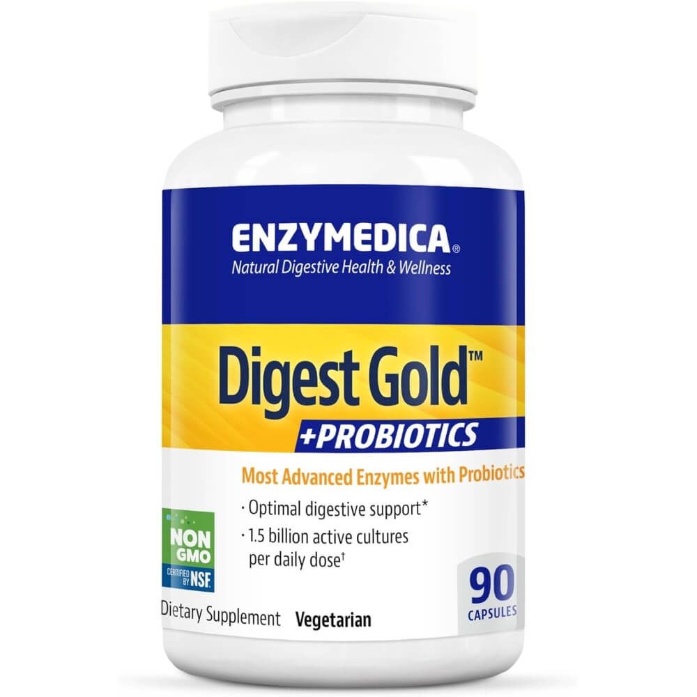 Enzymedica Digest Gold + Probiotics 90 Capsules - Advanced Digestive Enzyme Supplement with Probiotics for Gut Health, Bloating Relief & Nutrient Absorption | Supports Digestion After Meals & Occasional Discomfort
