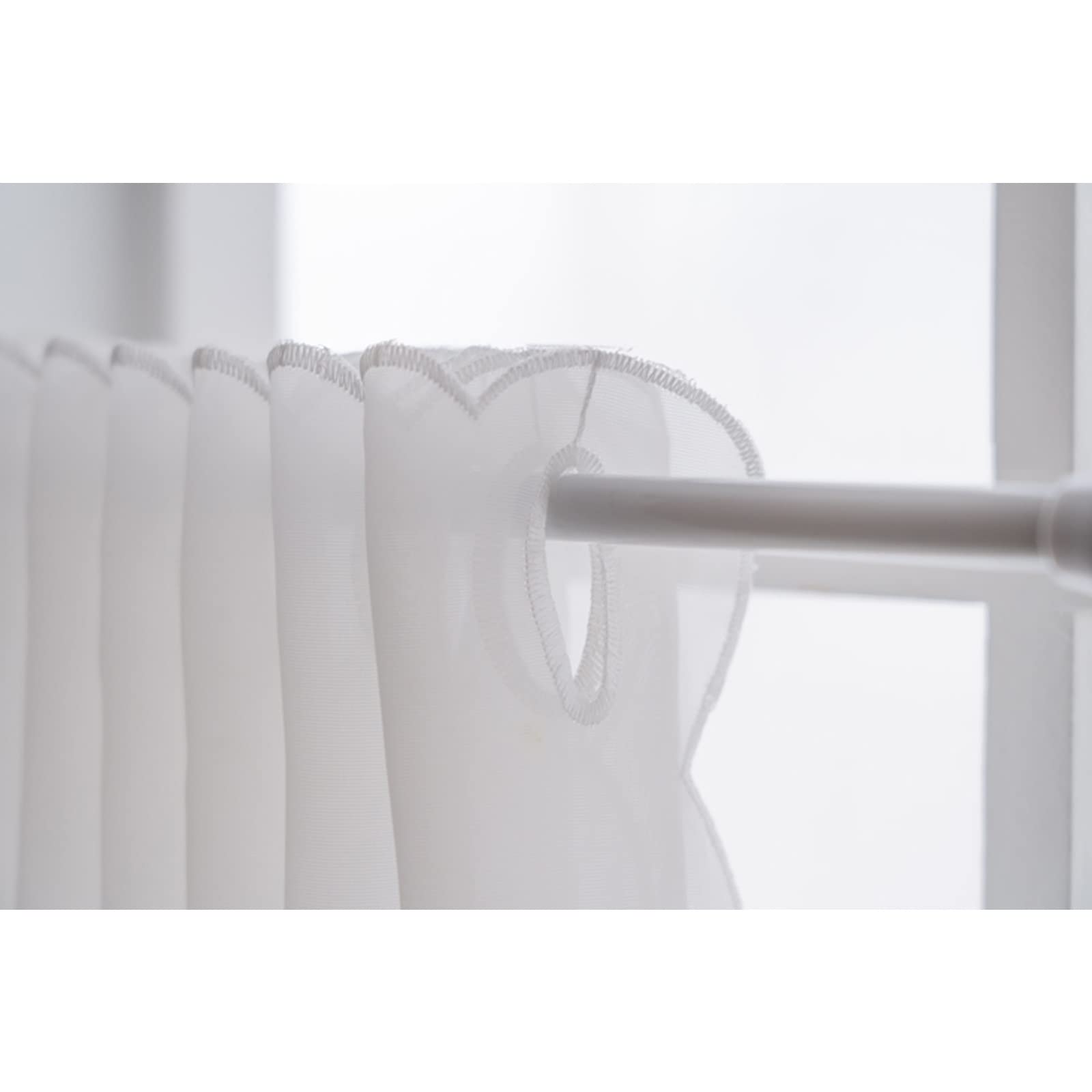 Semi Sheer Embroidered Window Valances - Soft, Durable & Breathable Short Curtain Panels 45x230cm for Living Room, Bedroom, Laundry Room - Perfect for Small Windows & Home Decor