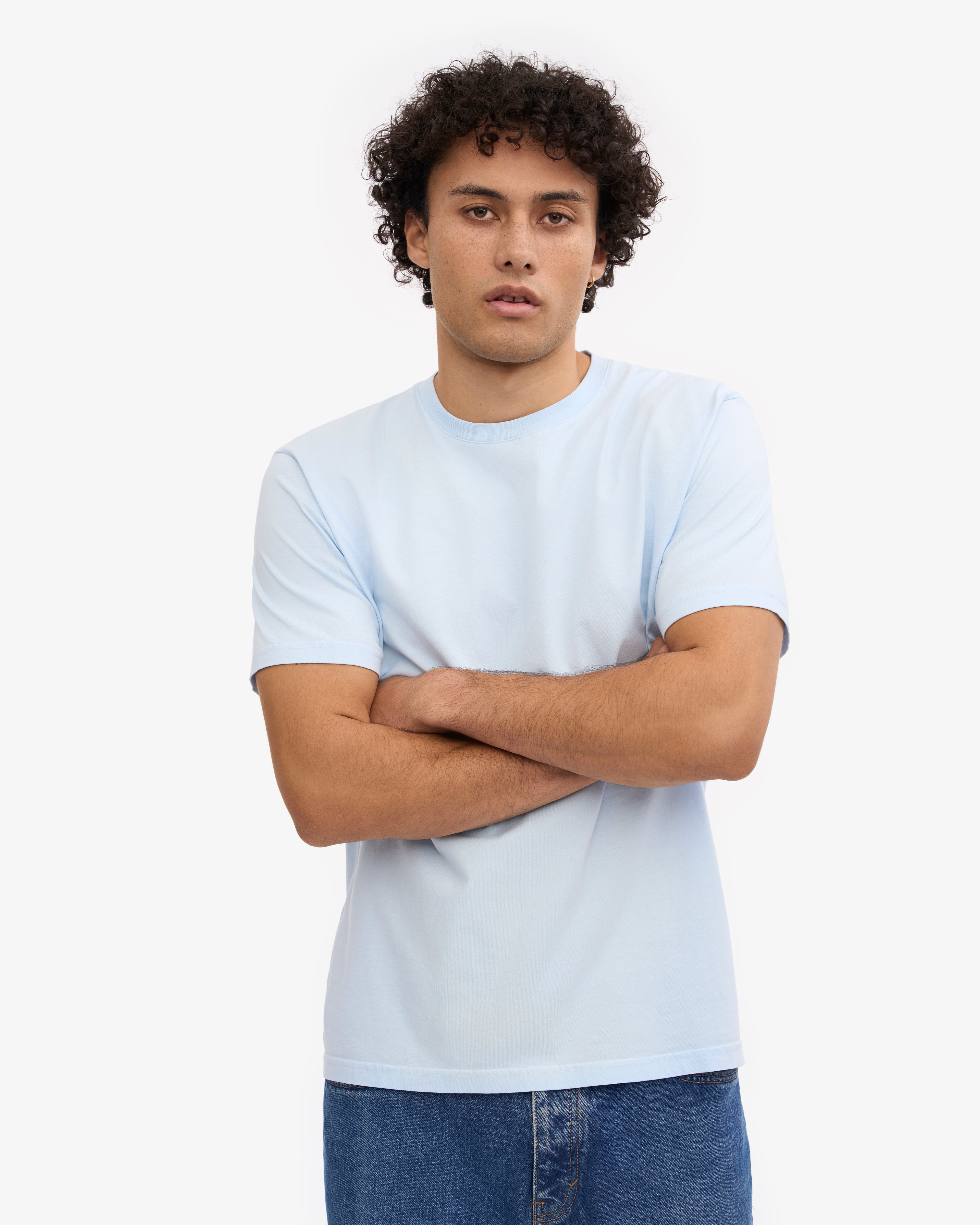 Classic Organic Cotton T-Shirt for Men & Women - Soft Polar Blue Crewneck Tee - Eco-Friendly Casual Wear for Everyday Outfits & Lounge