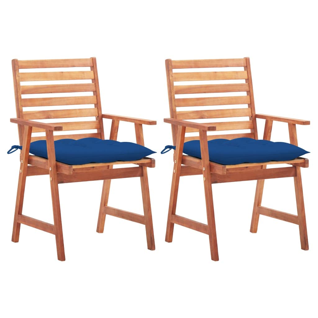 CHARMMA 2-Piece Acacia Wood Patio Dining Chairs Set with Cushions - Outdoor Garden, Poolside, Deck, and Backyard Furniture for Relaxing & Entertaining