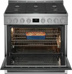 Electrolux ECFG3668AS 36-Inch Dual Fuel Freestanding Range - Professional Gas Cooktop & Electric Oven for Home Kitchen Cooking, Baking & Entertaining