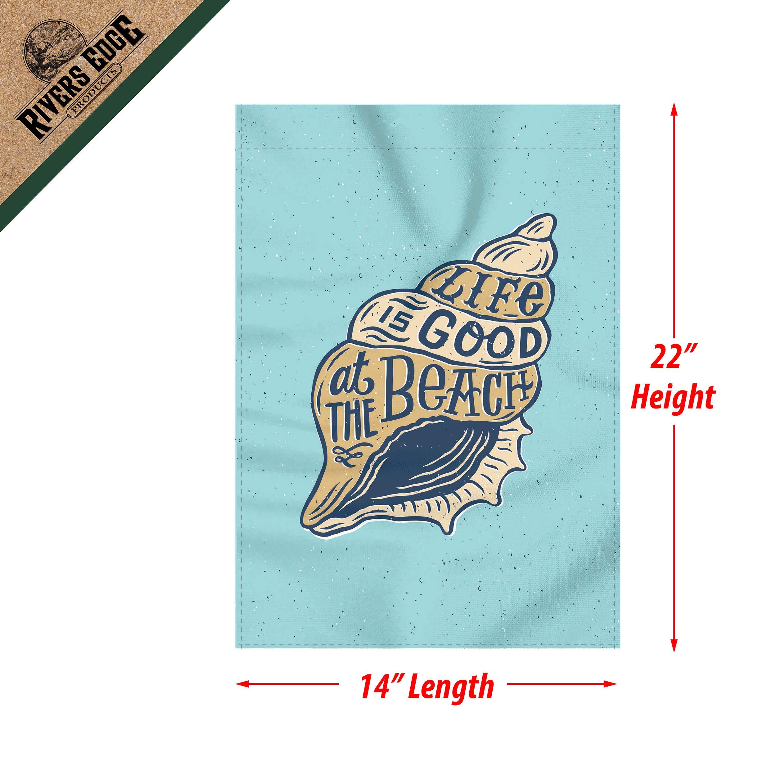 Rivers Edge Products 14x22 Inch Double-Sided Yard Flag with Metal Stand - Outdoor Garden Decor for Patio, Lawn & Beach House - Durable Weather-Resistant Small Flag with Stake & Pole for Seasonal Home Decoration